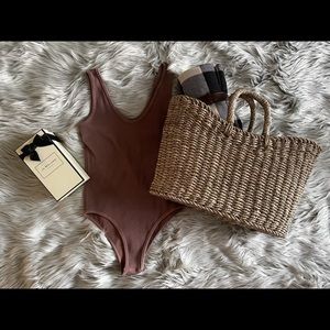 Zara Ribbed Mauve Bodysuit
